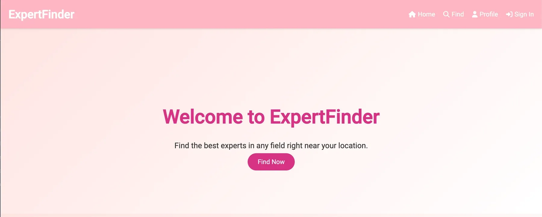 The ExpertFinder landing page