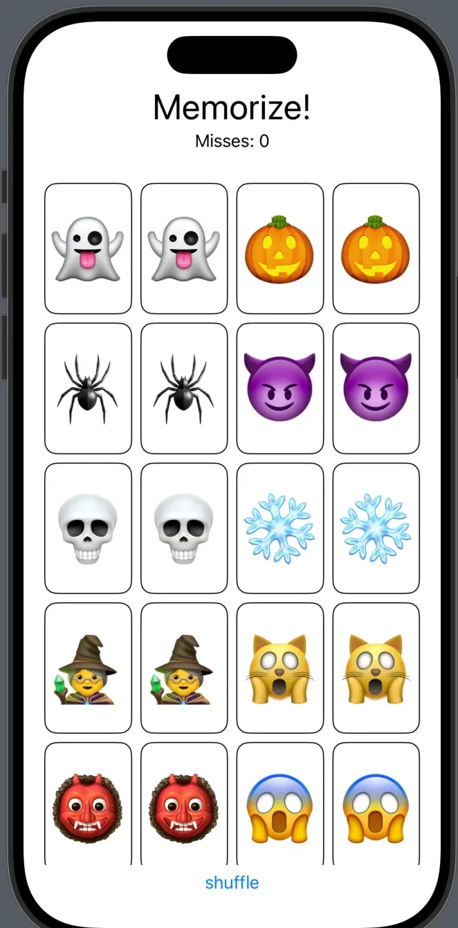 A smaller game in progress once matched cards have been removed